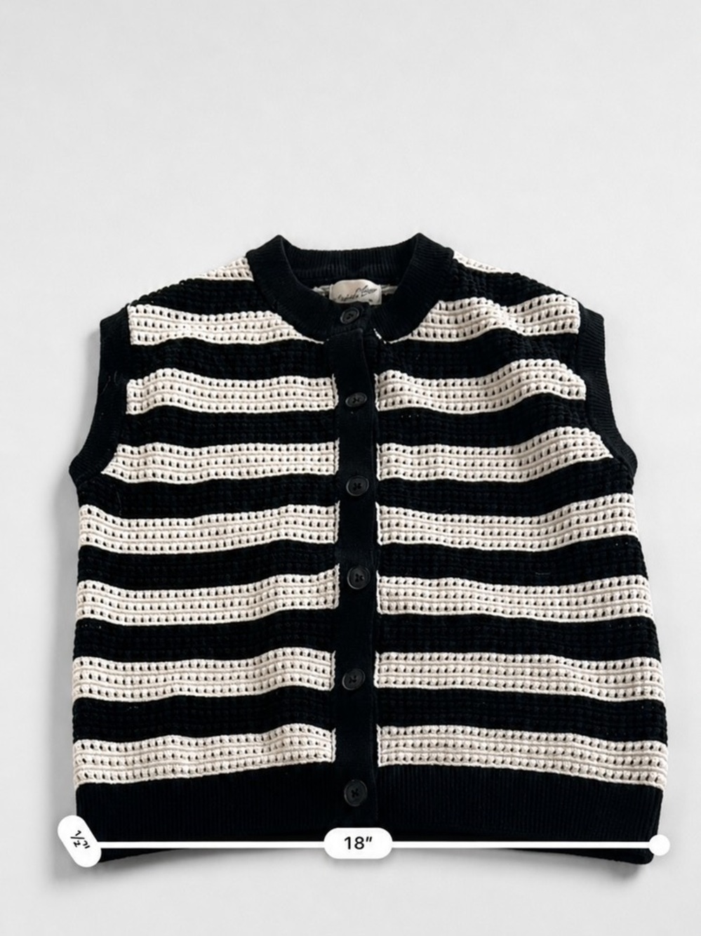 Universal Thread Black and Ivory Crochet Stripe Vest